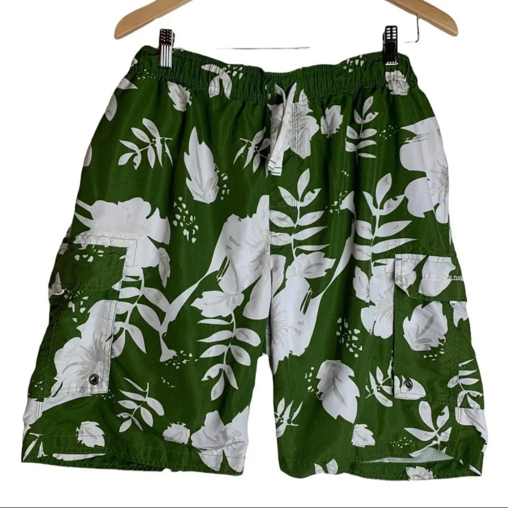 U.S Polo Assn Men’s Hawaiian Print  Swim Trunks Size XL